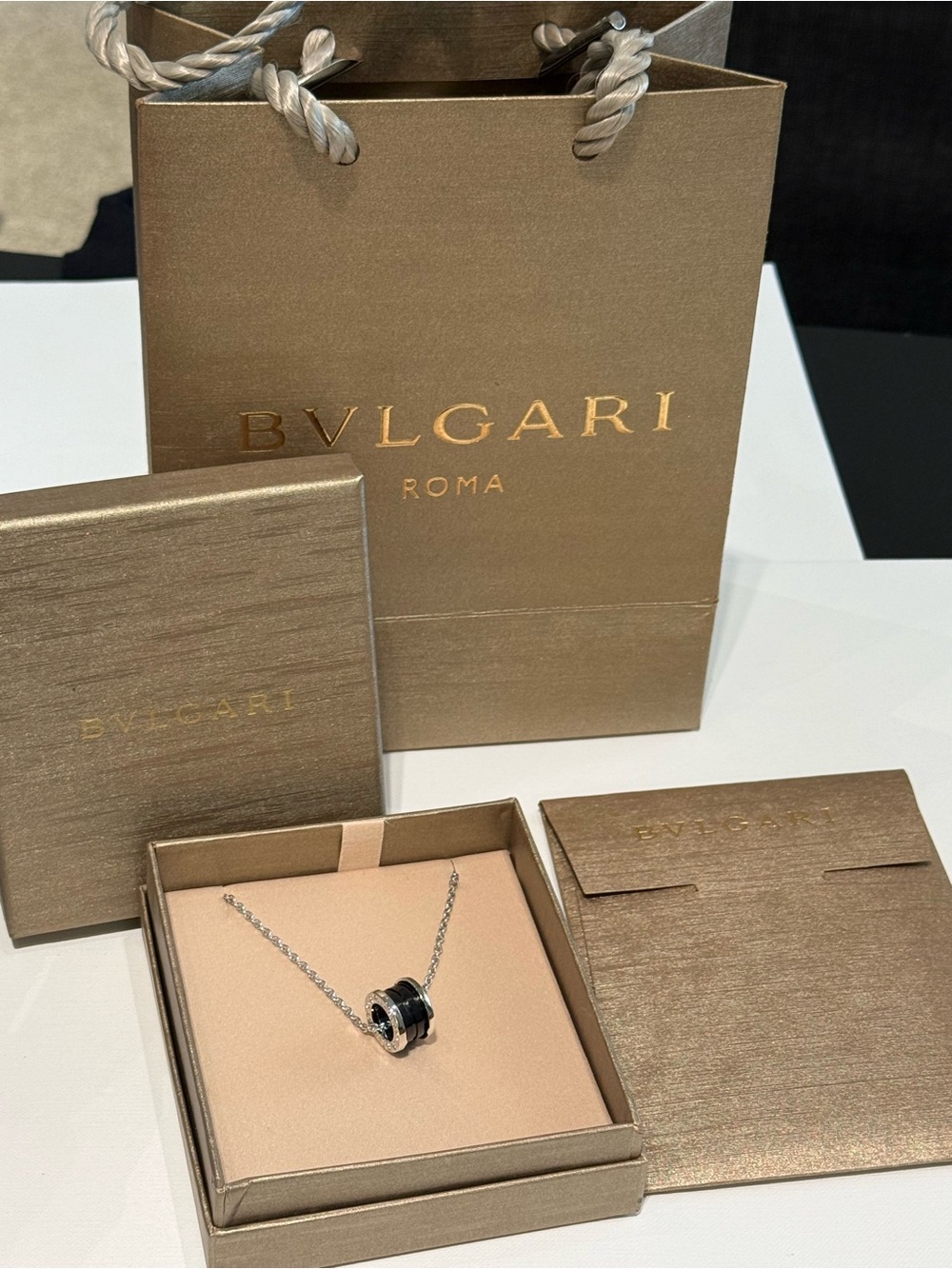 Bvlgari Save the Children Necklace โ Silver & Black Ceramic